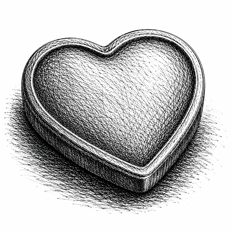 Ink sketch of a heart.