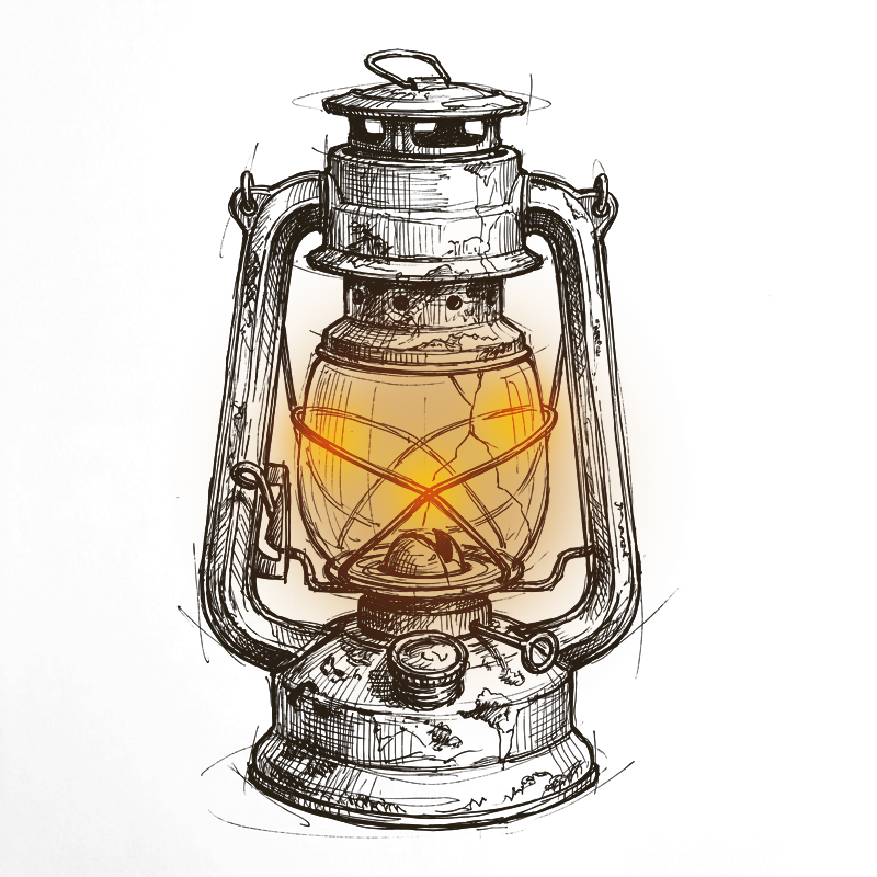 Color ink sketch of a lantern.