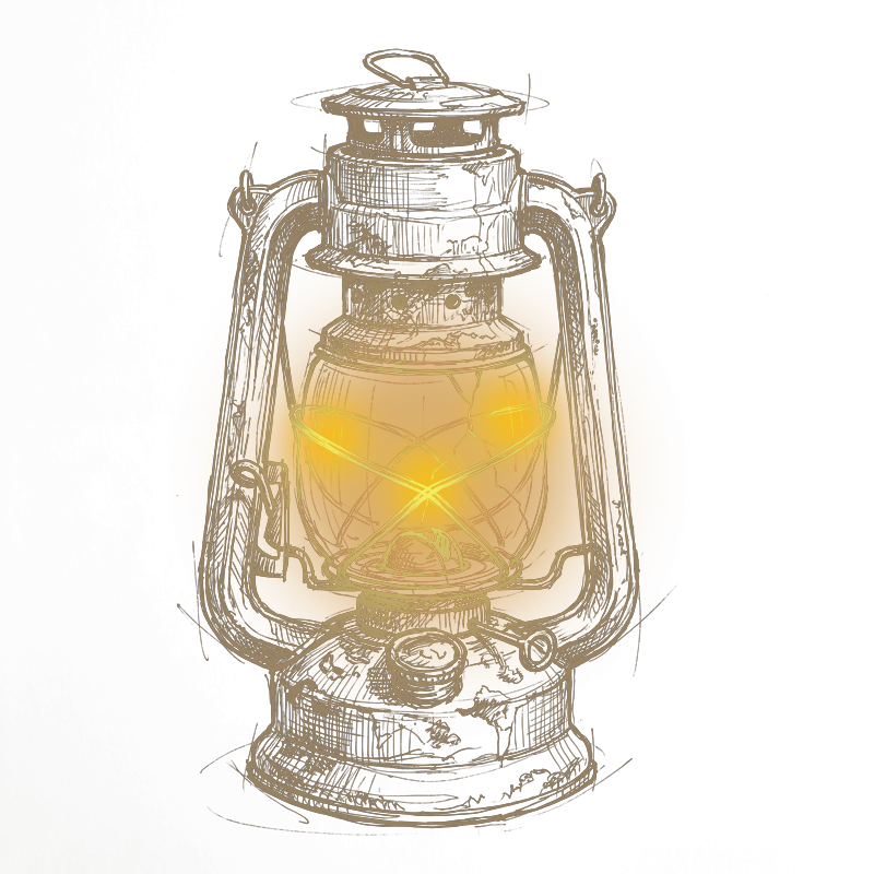 Light ink sketch of a lantern.