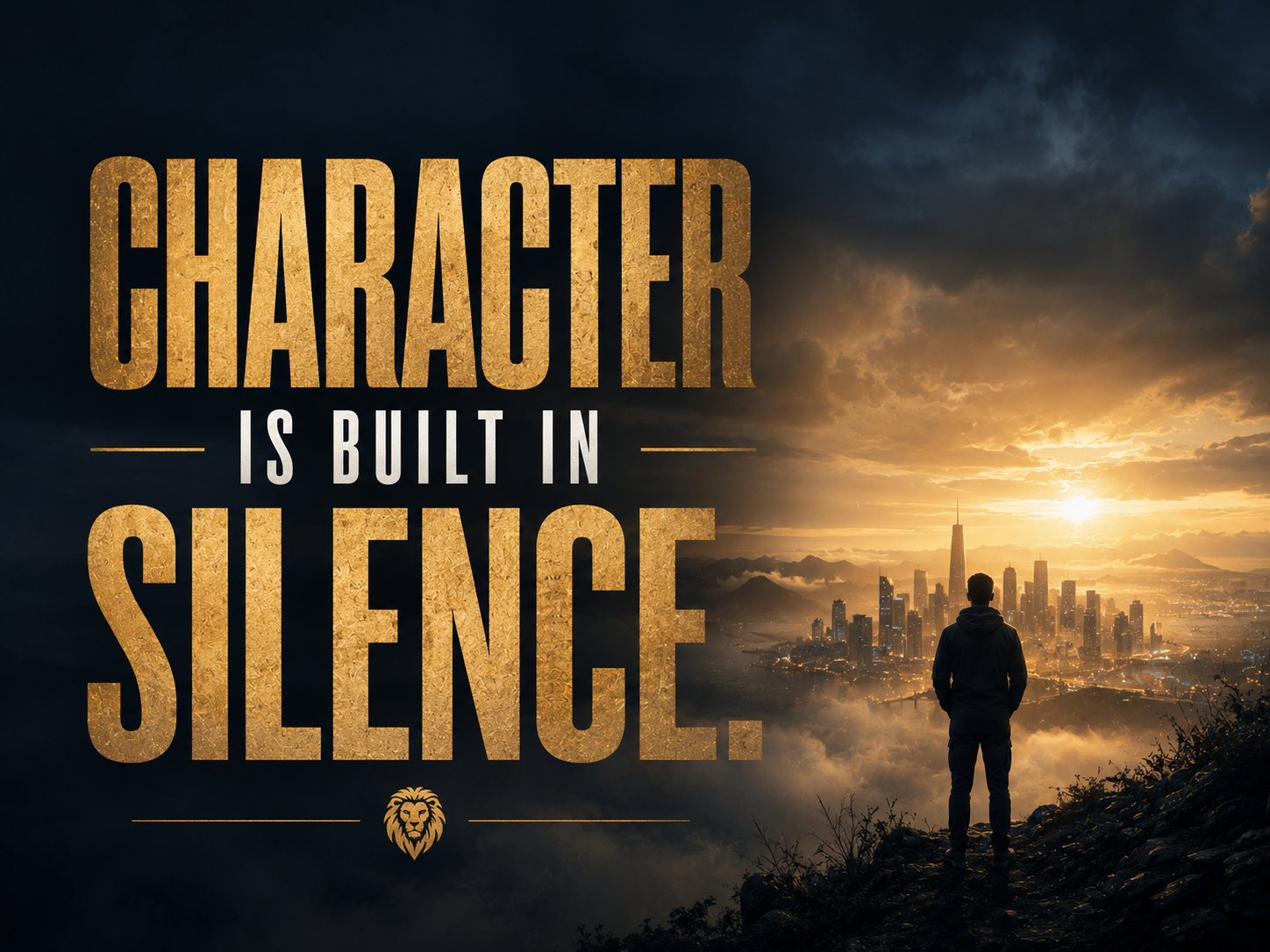 Character is built in silence motivational poster
